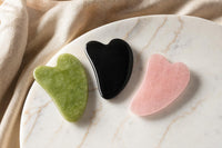 Piedra gua sha Tazorix en jade verde, obsidiana y cuarzo rosa